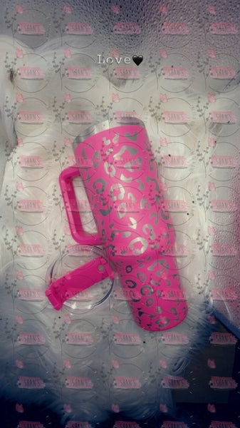 Leopard Tumblers Hot Pink