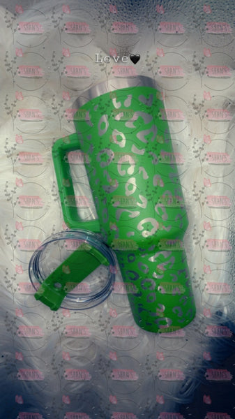 Leopard Tumblers Lime Green
