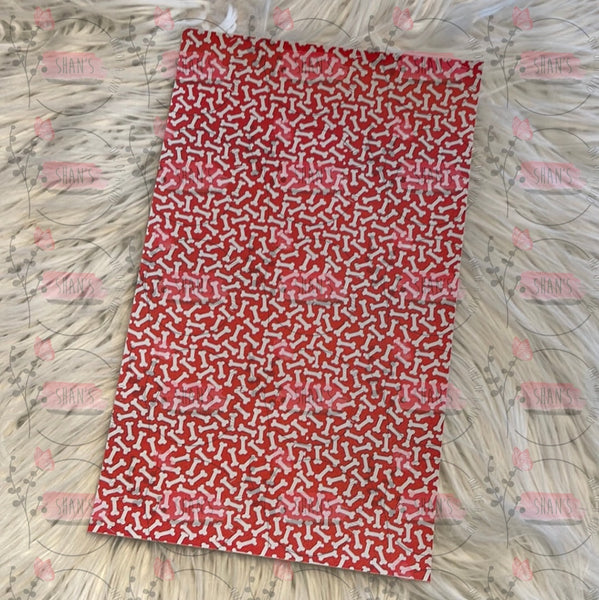 Red W/ White Dog Bones