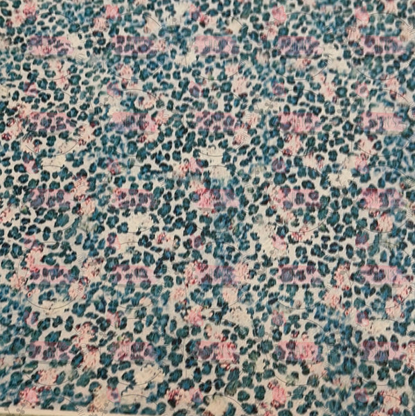 Turquoise And Pink Flower Leopard