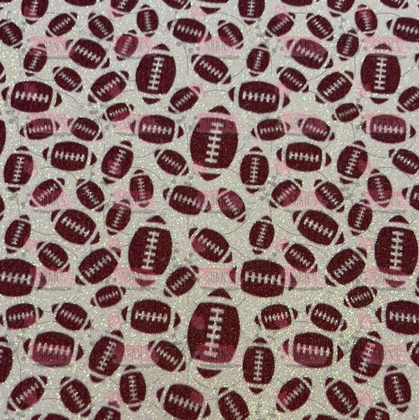 White Glitter Background Football Hearts