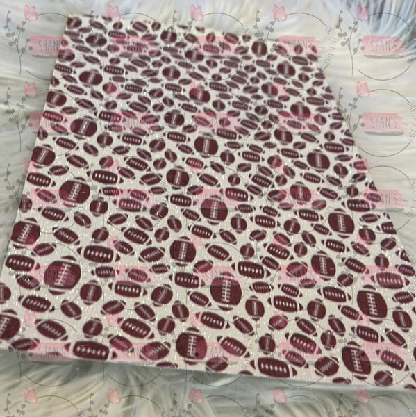 White Glitter Background Football Hearts